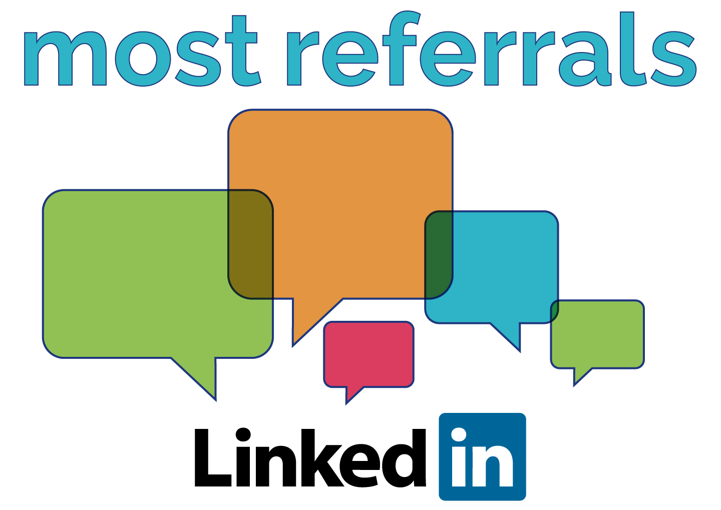 "Most referrals" with chat bubble icons and Linkedin logo