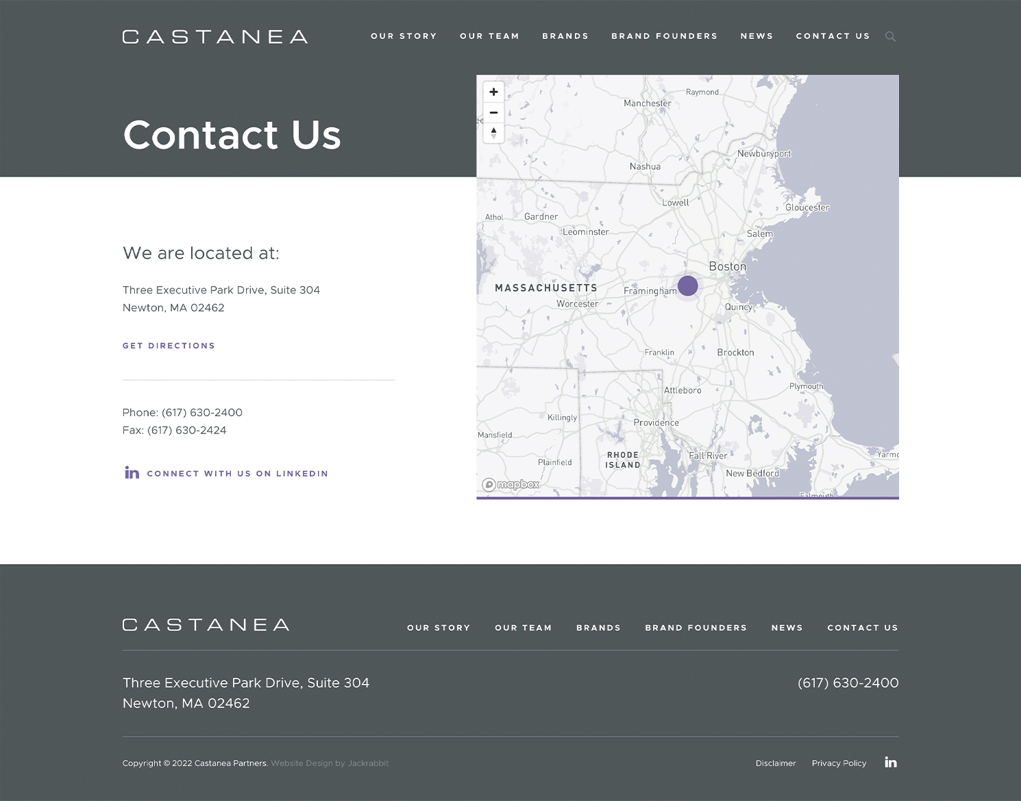 Castanea 'Contact Us' website page