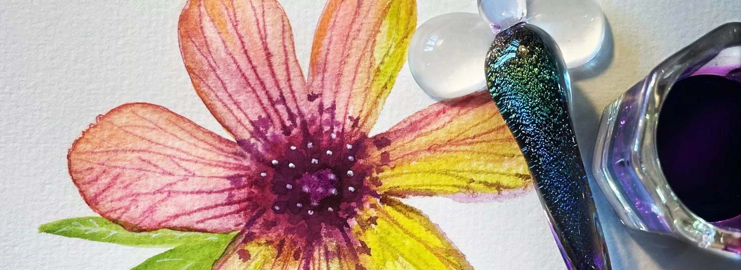 closeup of flower painting by lynn spooner