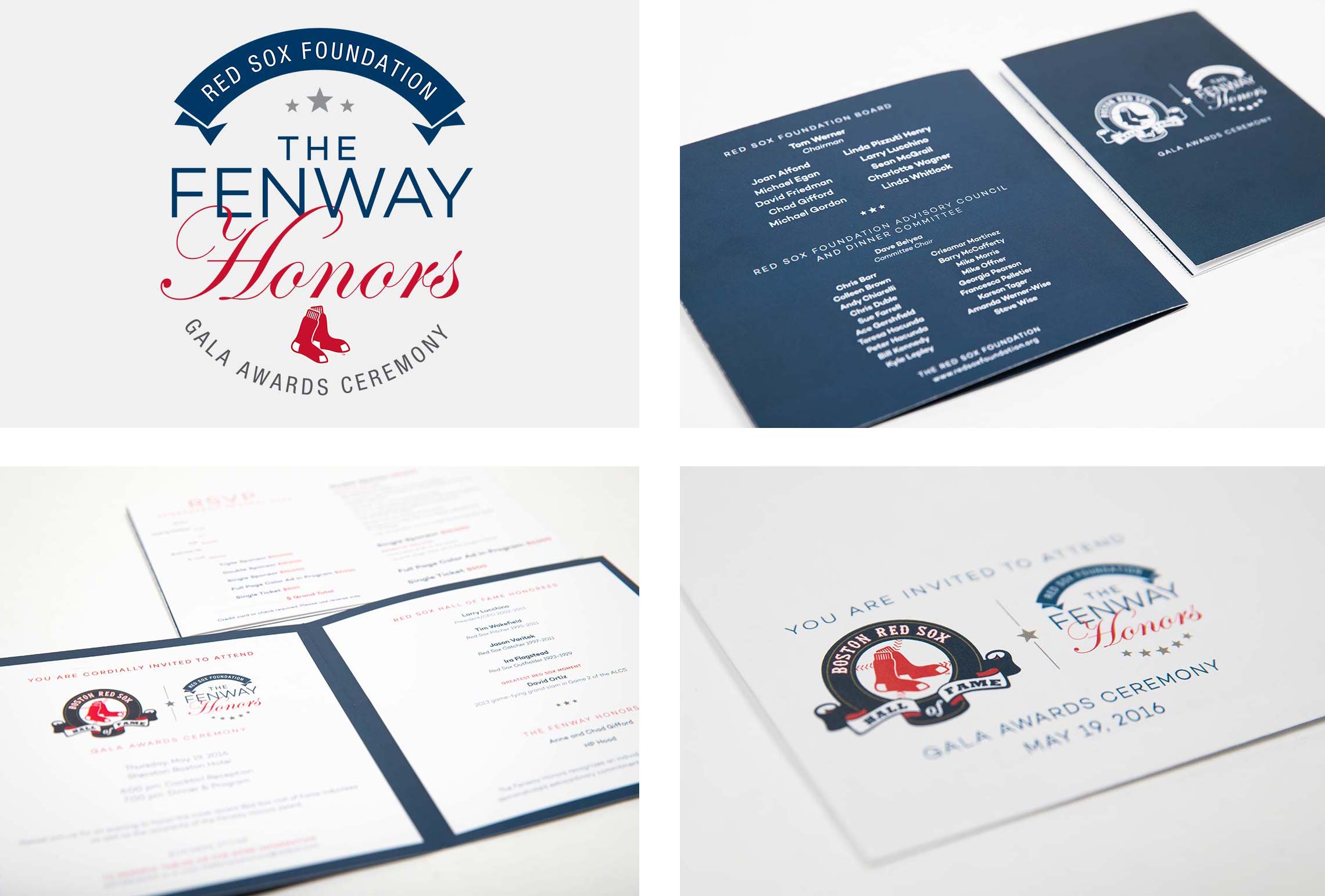 sample printed event invitation package for the red sox foundation fenway honors gala