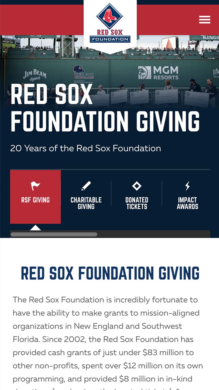 responsive mobile design for the red sox foundation