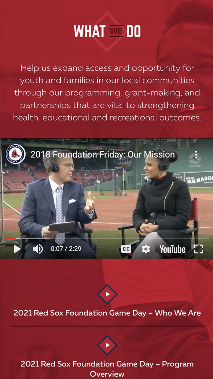 responsive mobile design for the red sox foundation