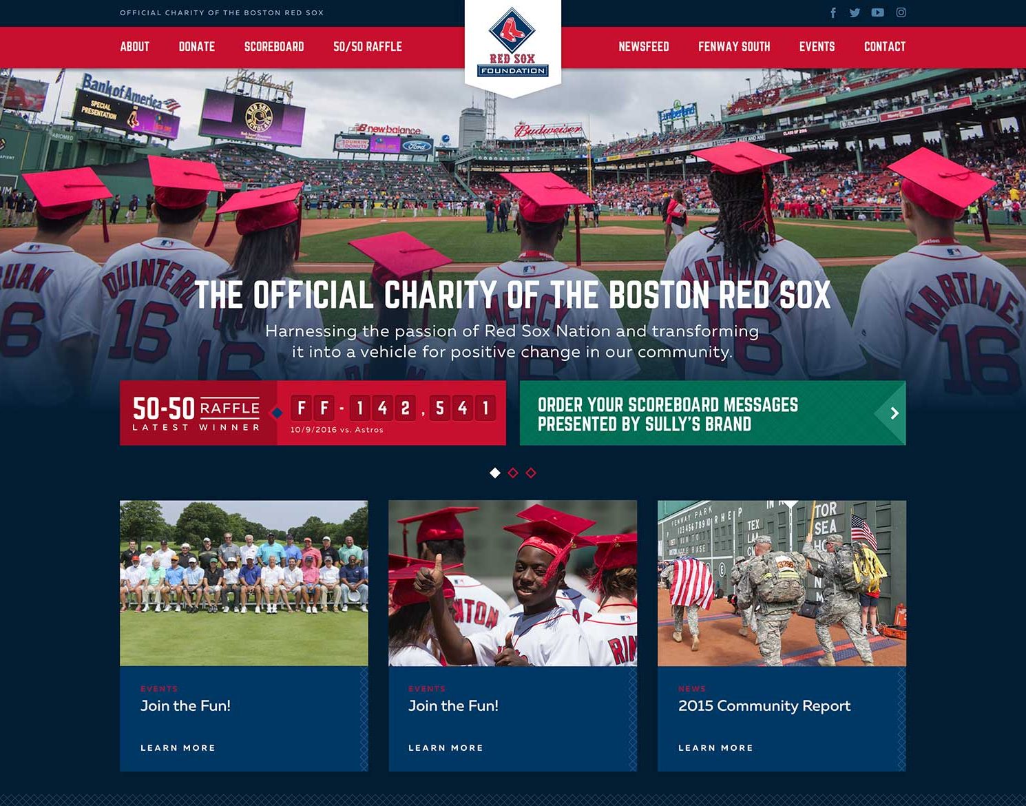 red sox foundation website design showing homepage design by Jackrabbit