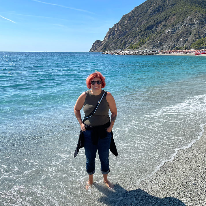 Dori on the beach in Italy