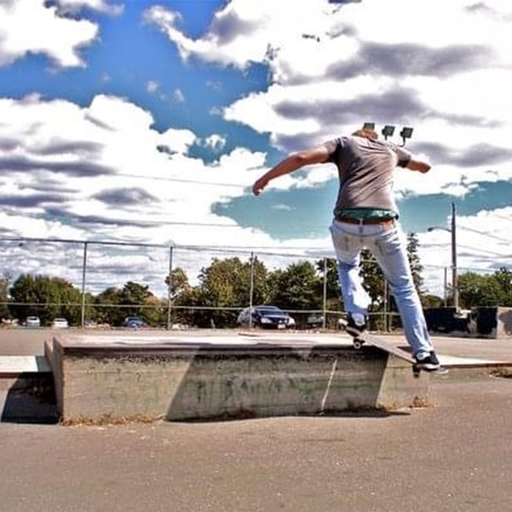 Chris skateboarding