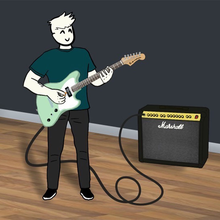 Illustration by Chris, of himself playing the guitar