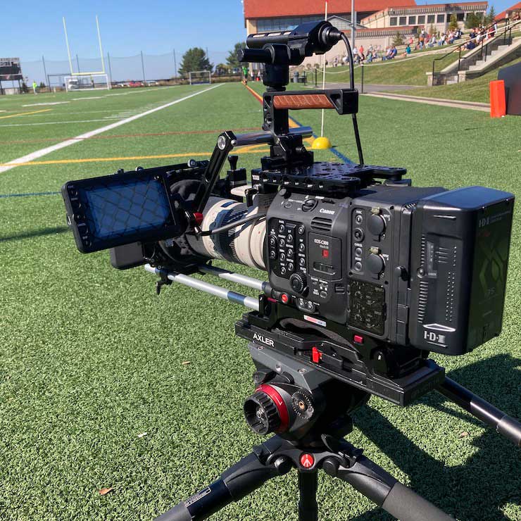 Video camera on a football field
