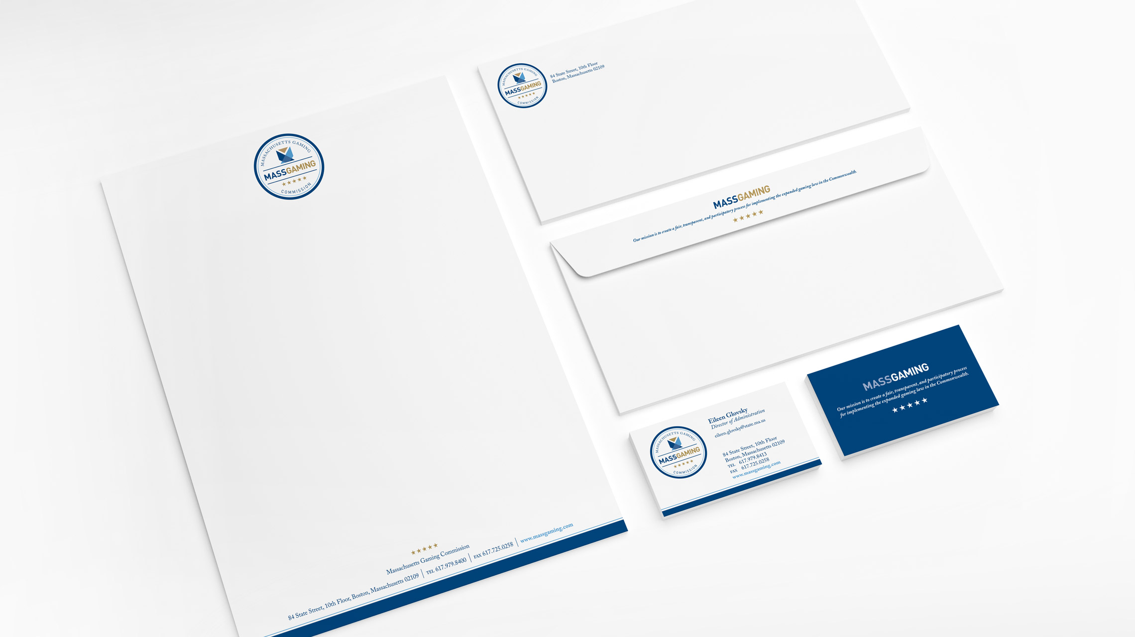 Massachusetts Gaming Commission stationery design