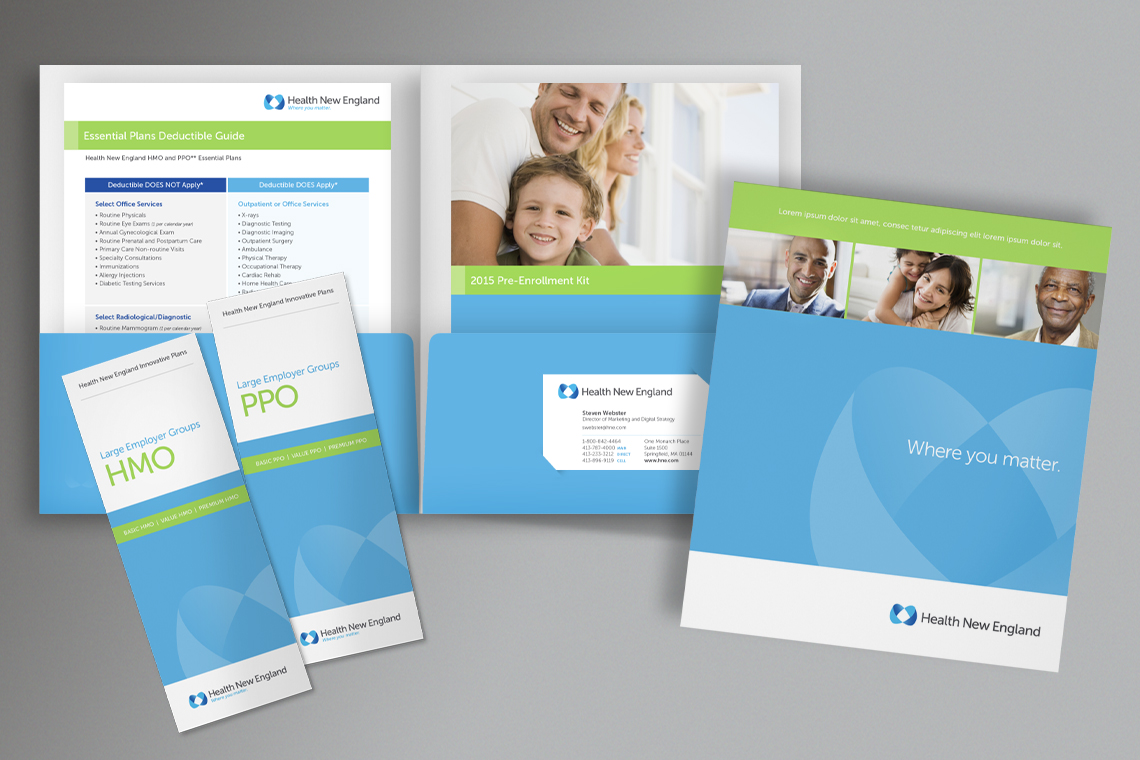 Health New England - Brochure and printed branded pieces - marketing collateral