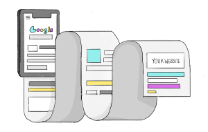 Phone with the web page extending beyond the phone.