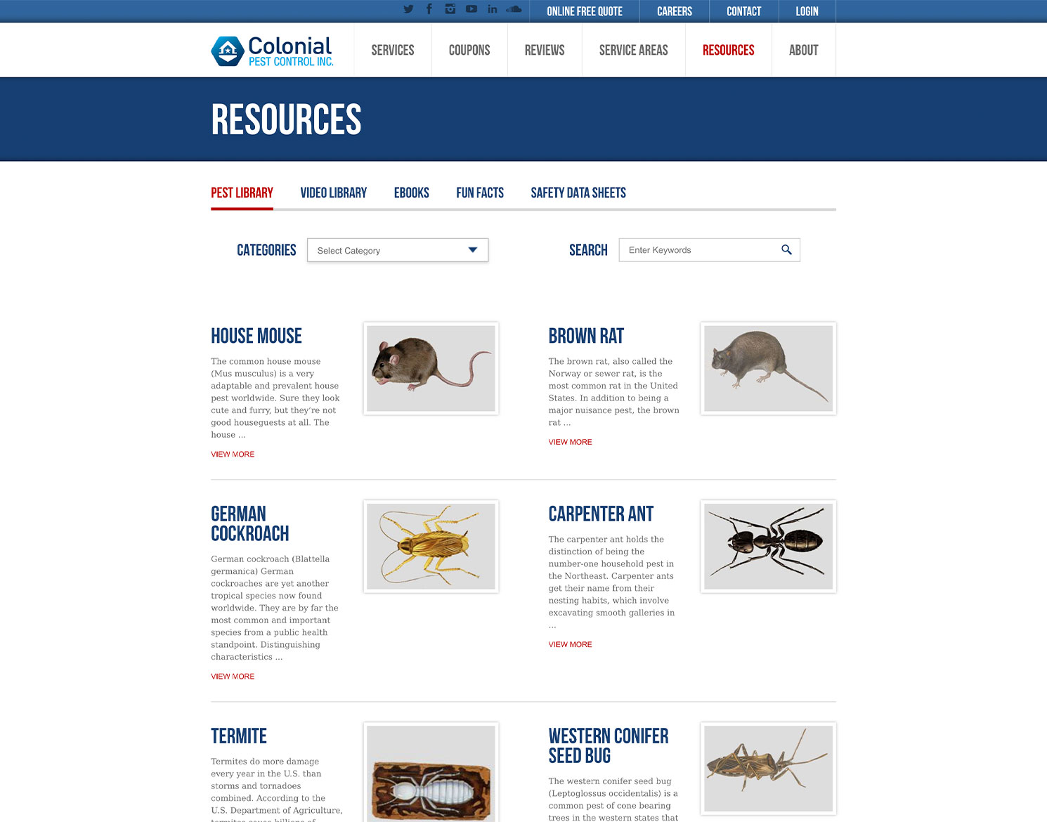 colonial pest resources page