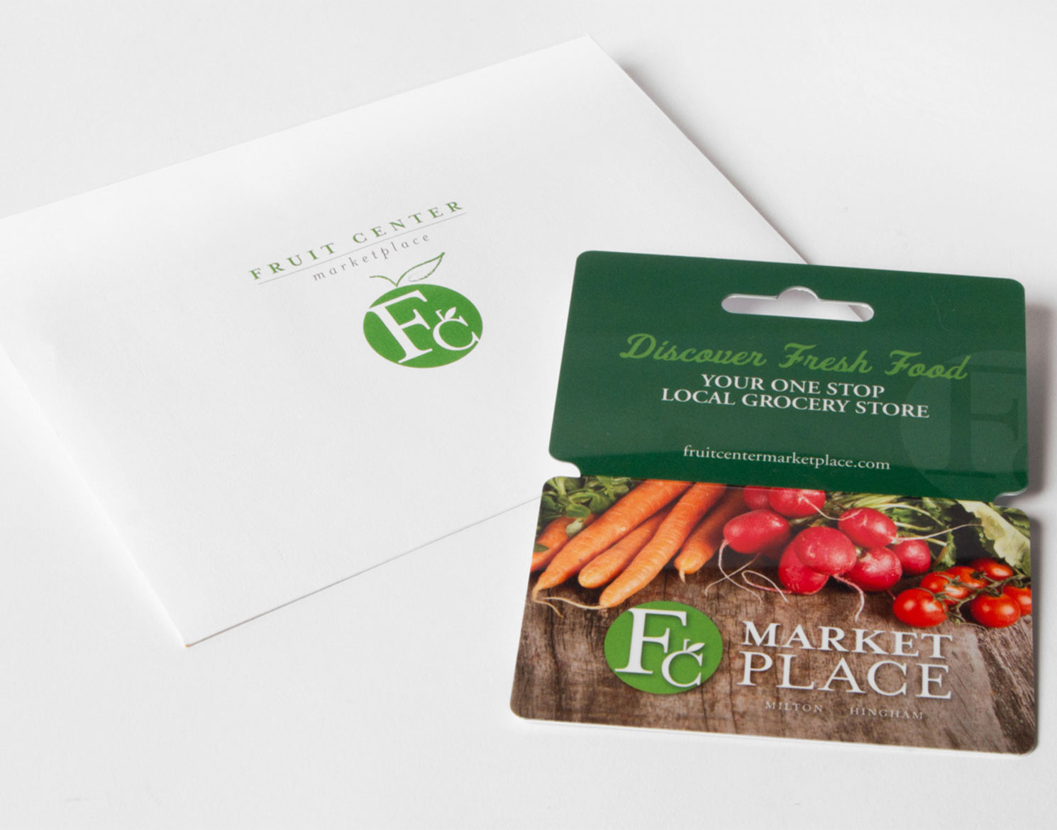 Fruit Center gift card and envelope