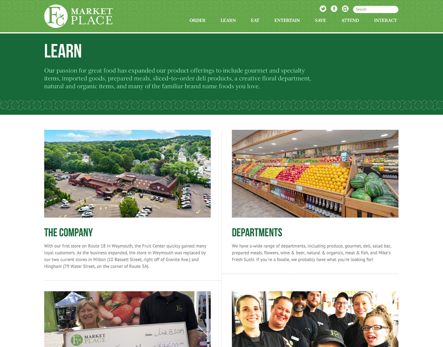 Fruit Center Market Place website 'learn' page