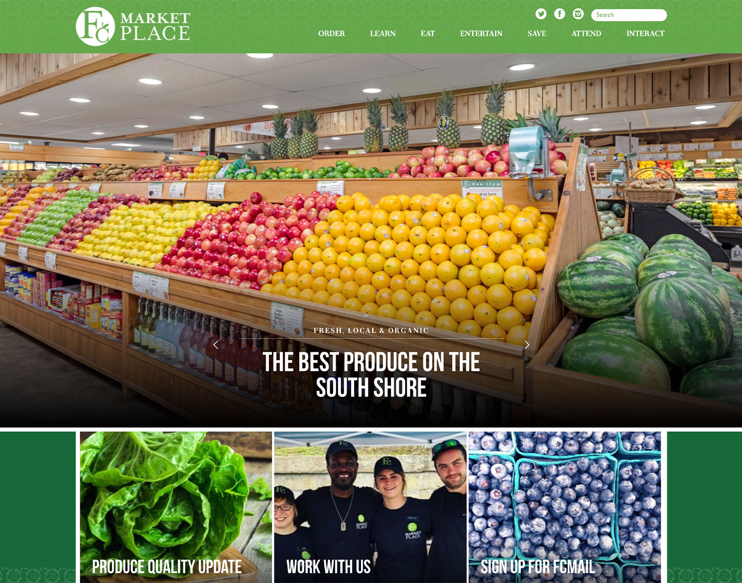 Fruit Center Market Place website homepage