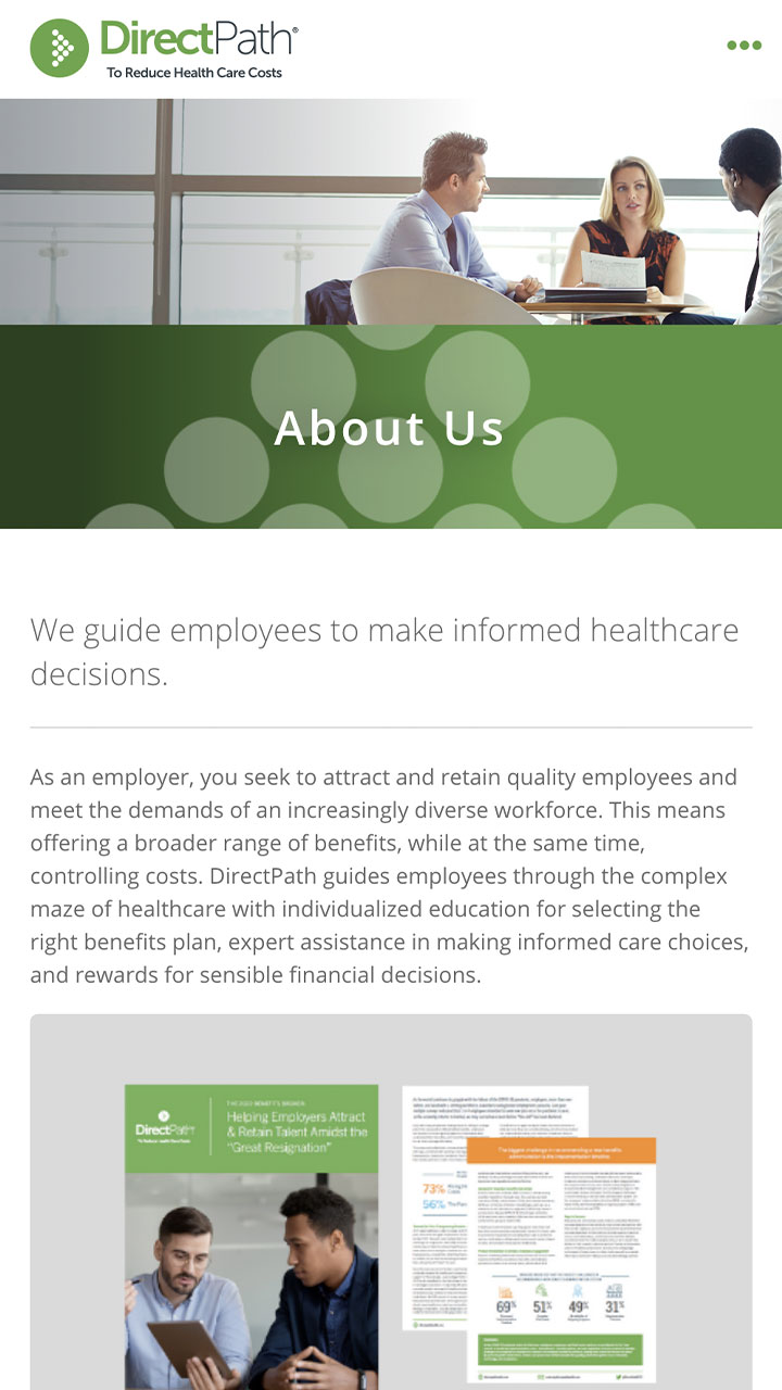 DirectPath mobile website screen