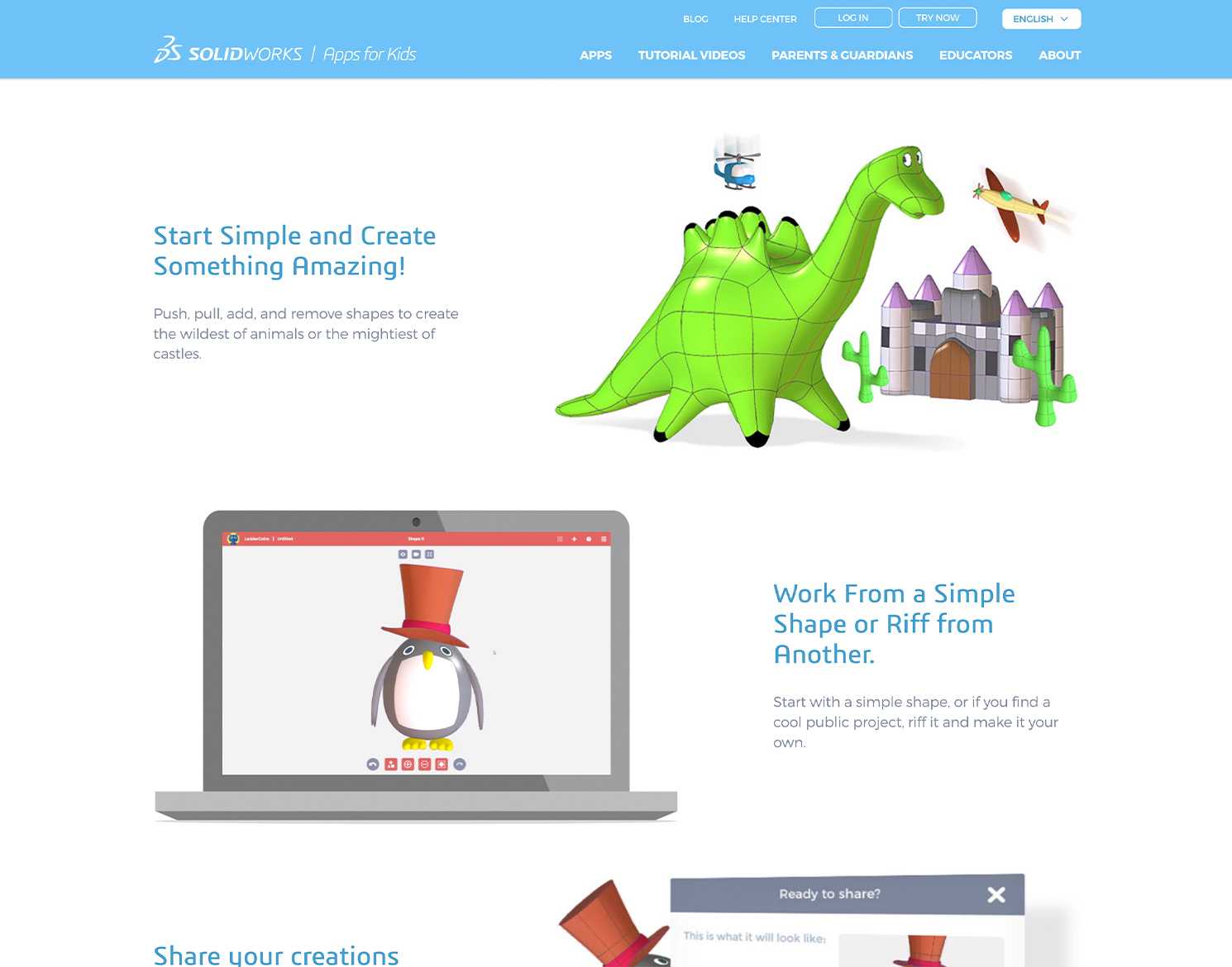 Dassault SolidWorks Apps for Kids Desktop website page