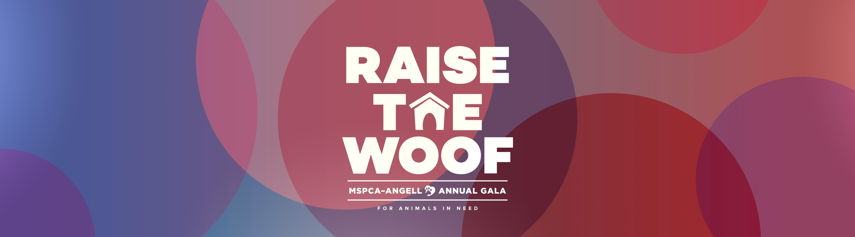 Raise the Woof logo on colorful bokeh background