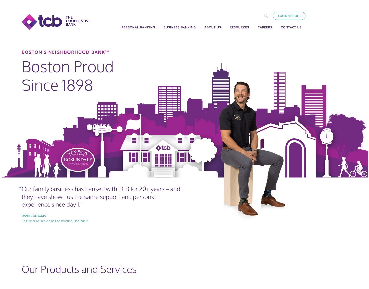 TCB homepage website design hero banner