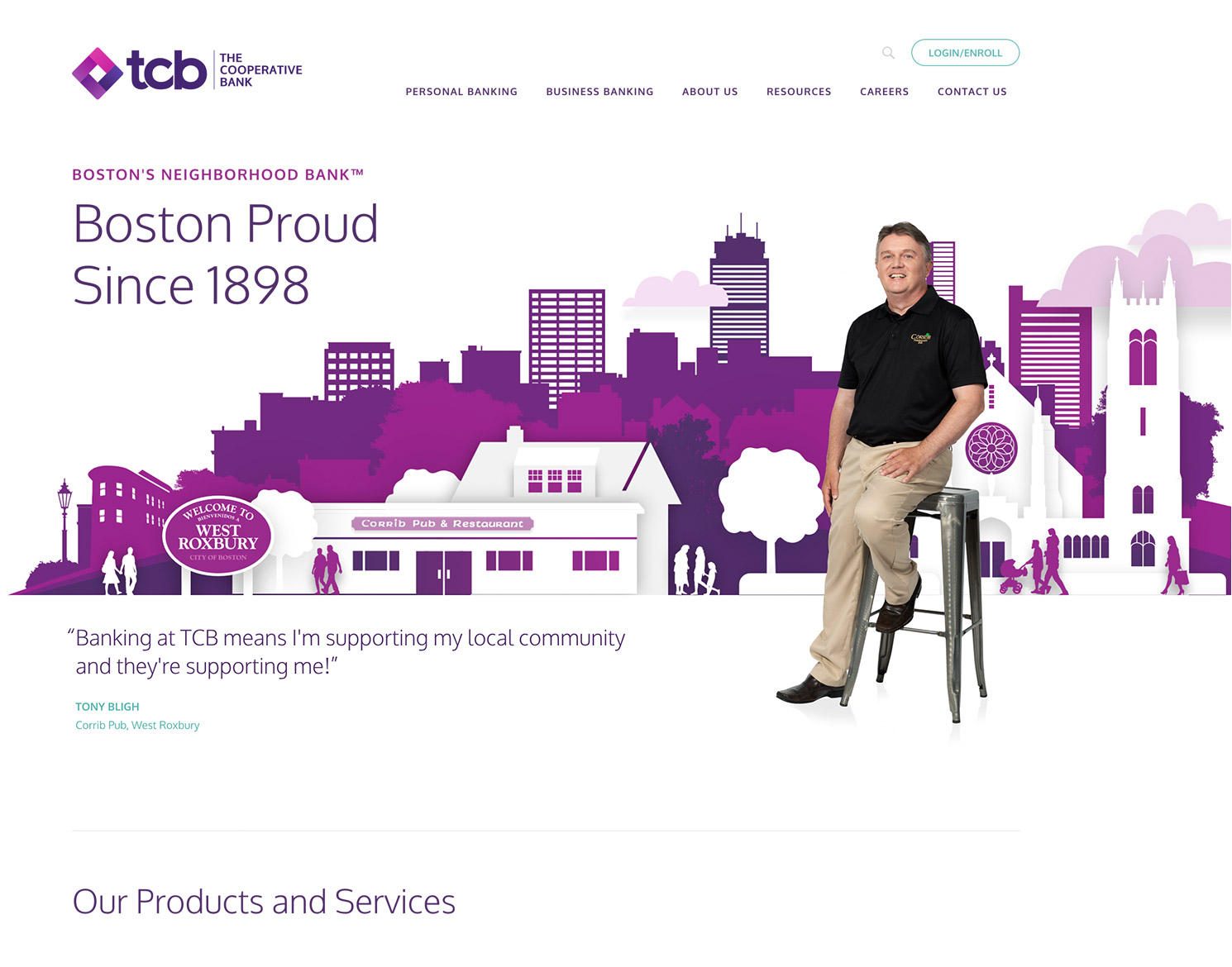 TCB homepage website design hero banner