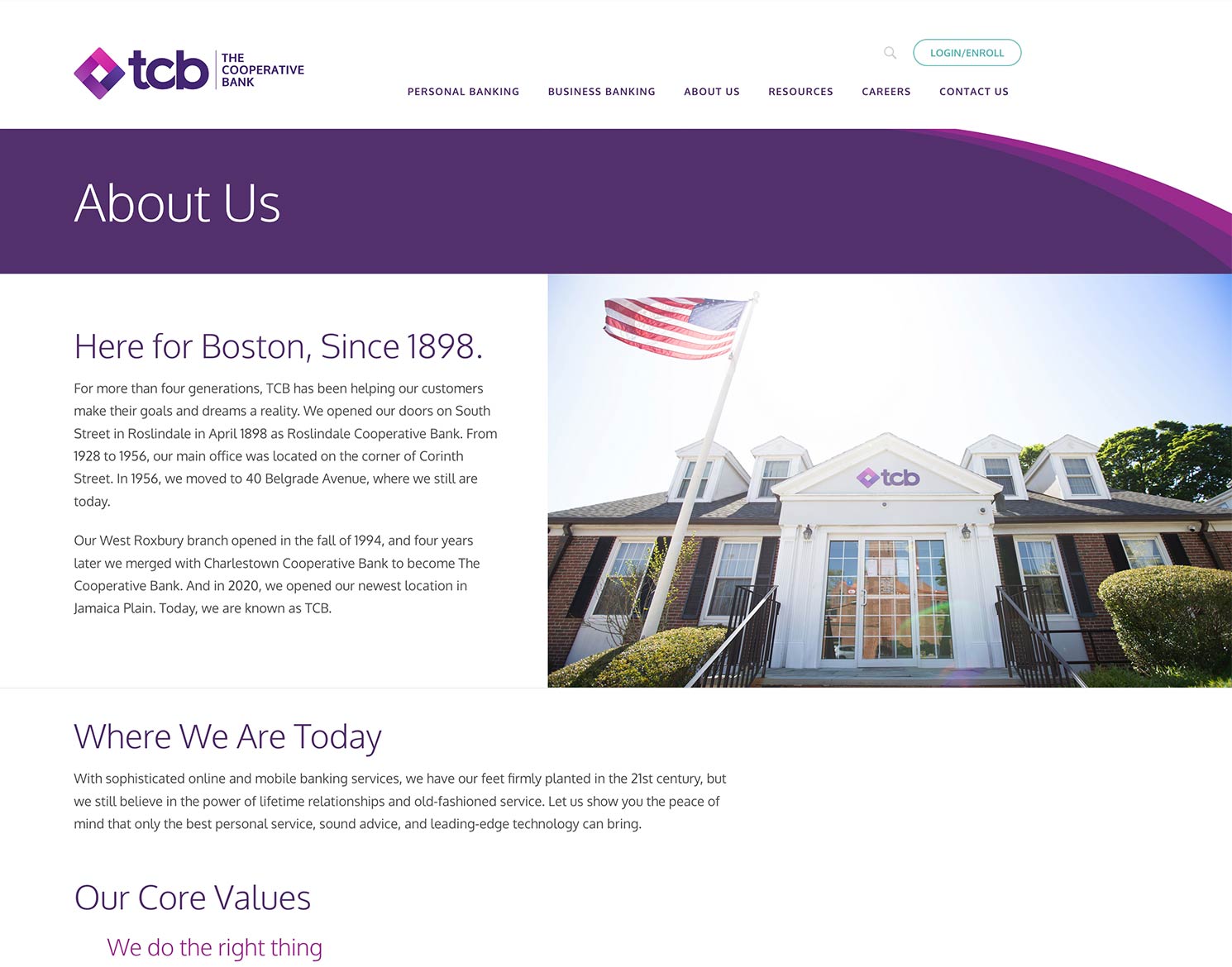 TCB website design about us page