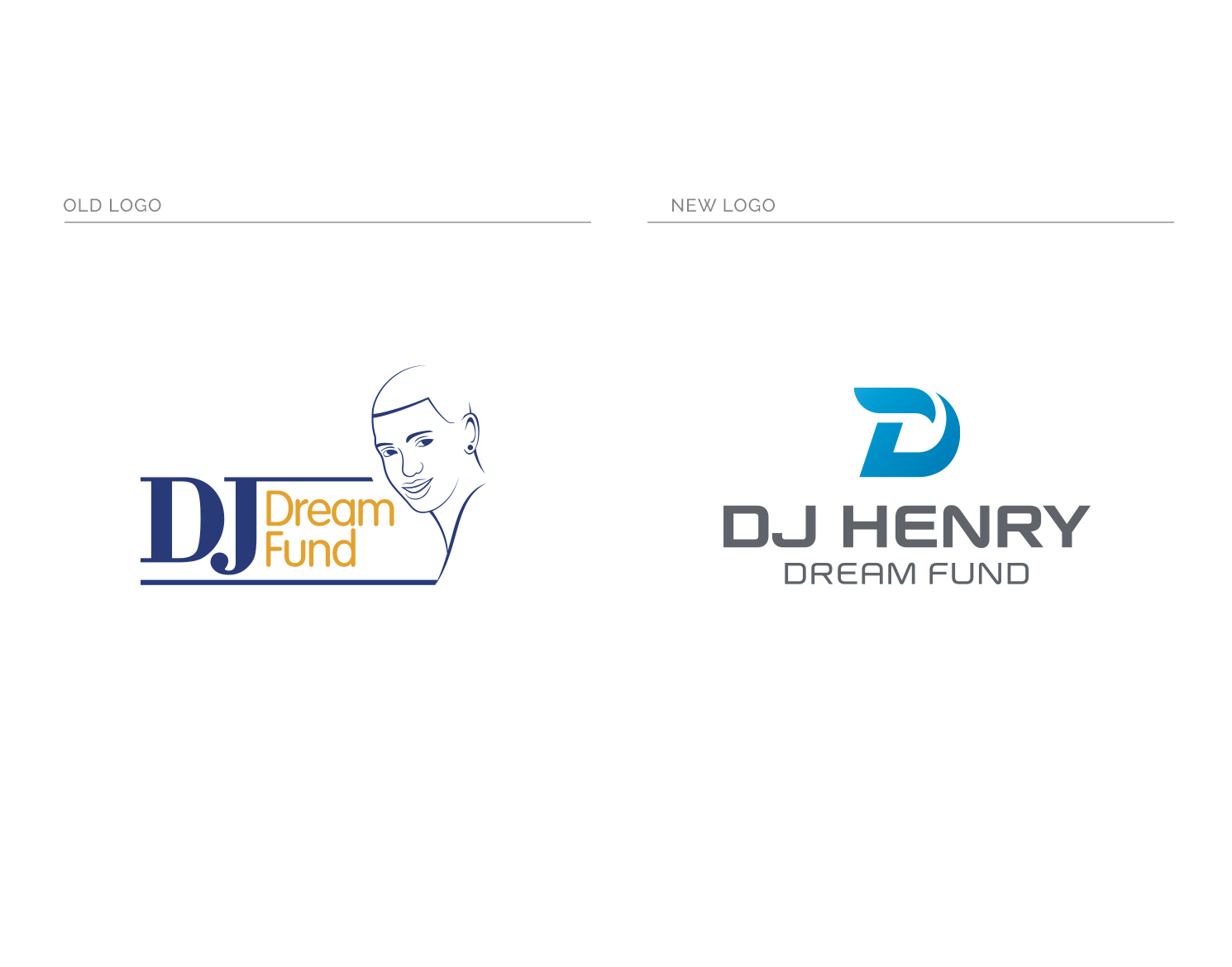 Before and after logo redesign for DJ Henry Dream Fund