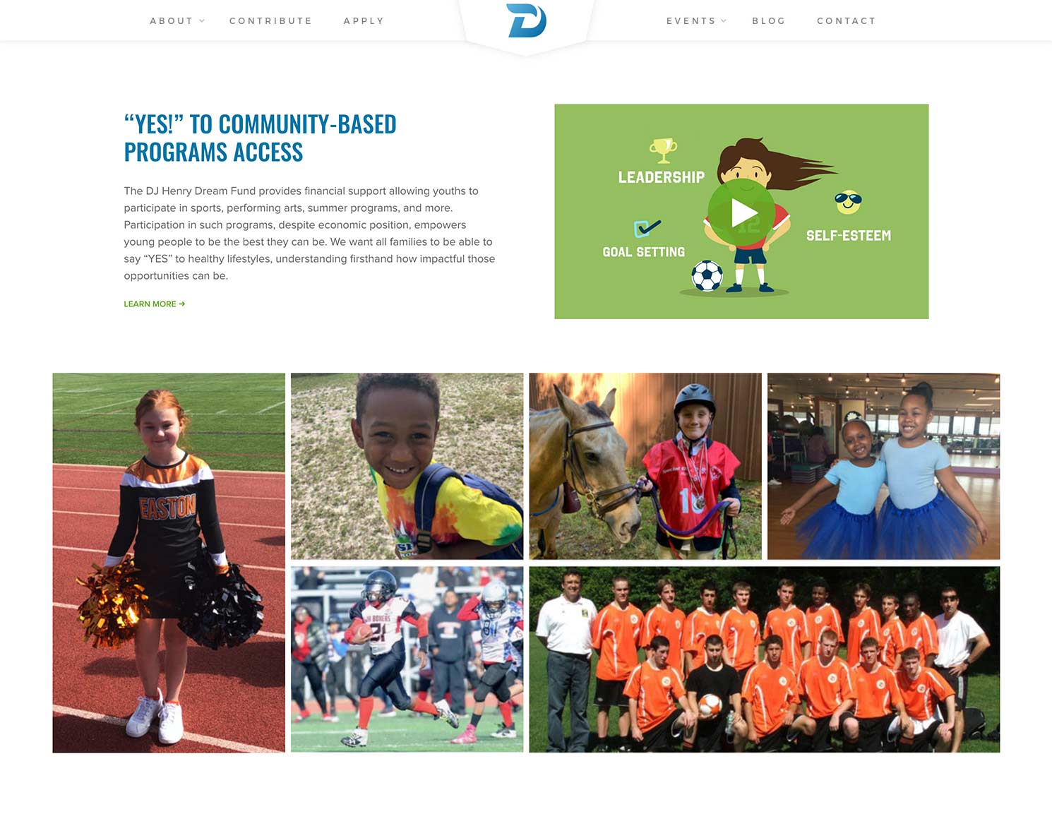 DJ Henry Dream Fund website design what we do page