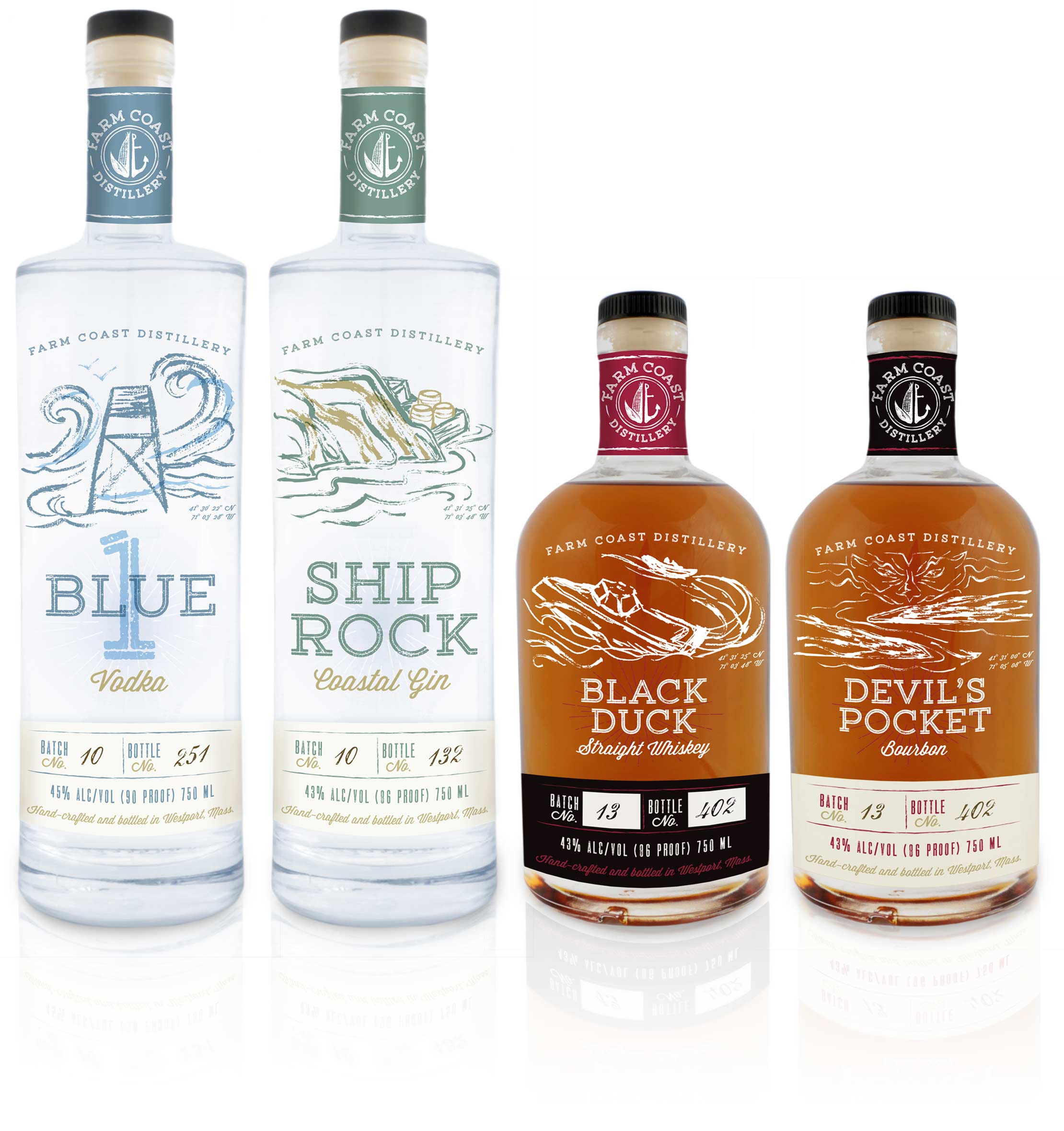 Farm Coast Distillery bottle packaging design