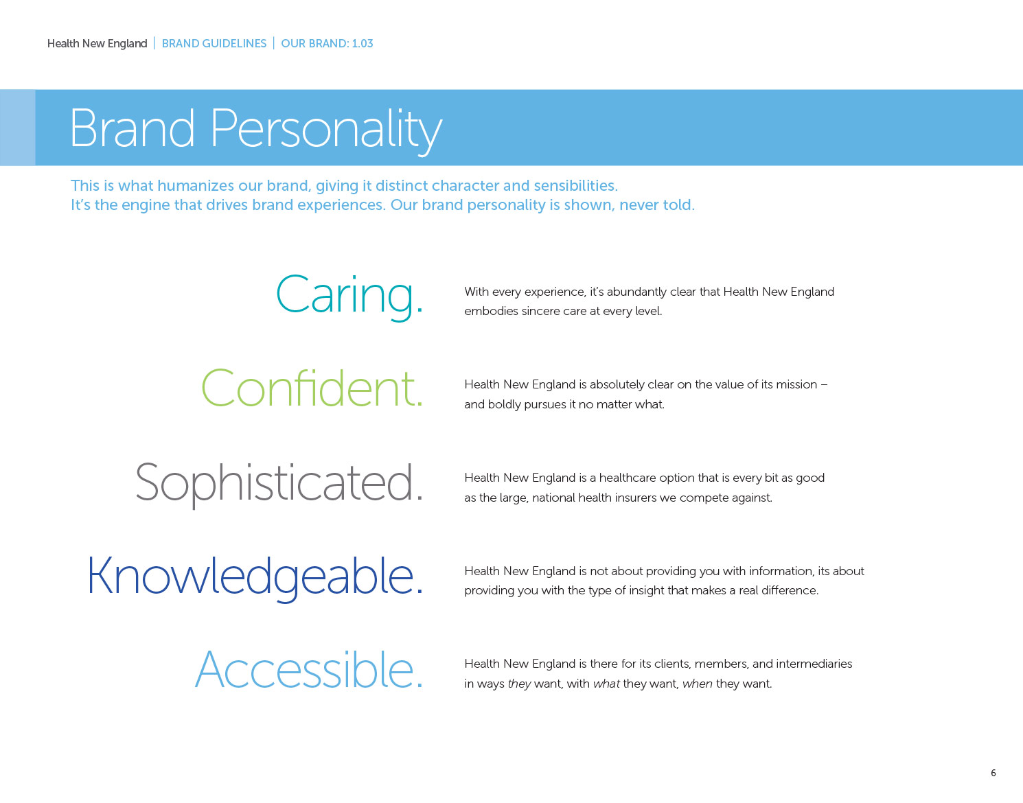 Health New England brand guide brand personality