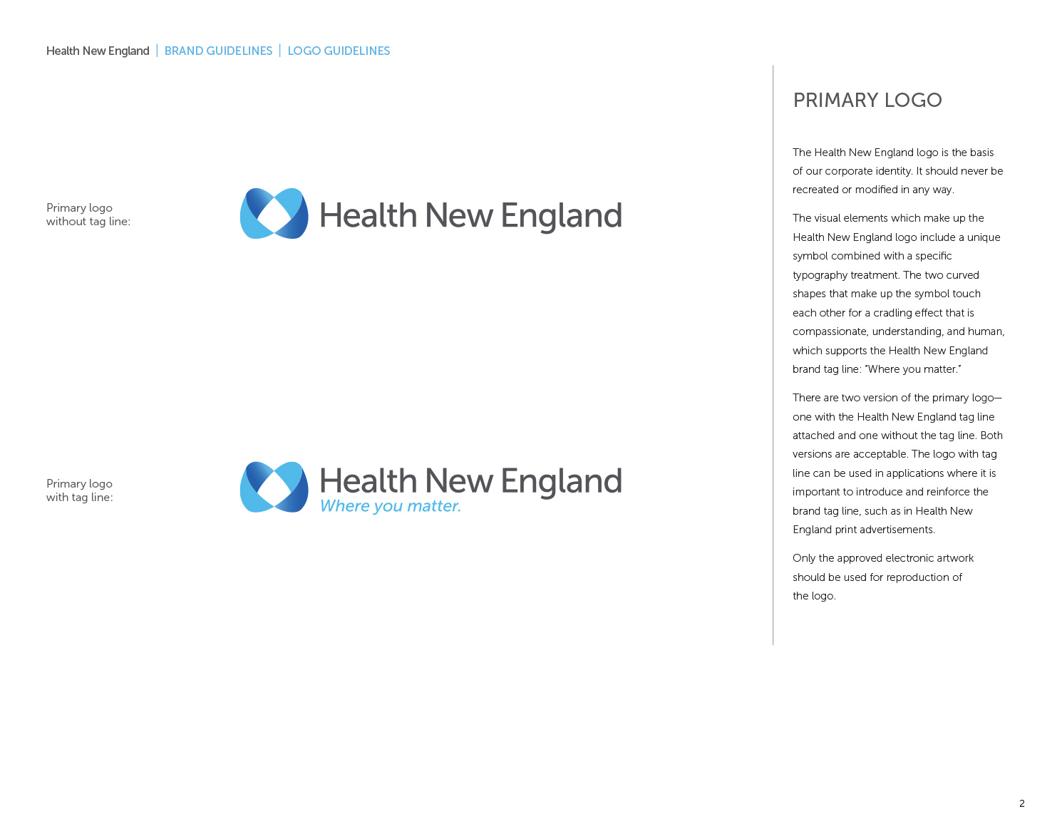 Health New England brand guide primary logo