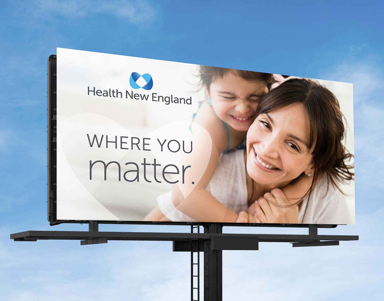 Health New England logo shown on a billboard