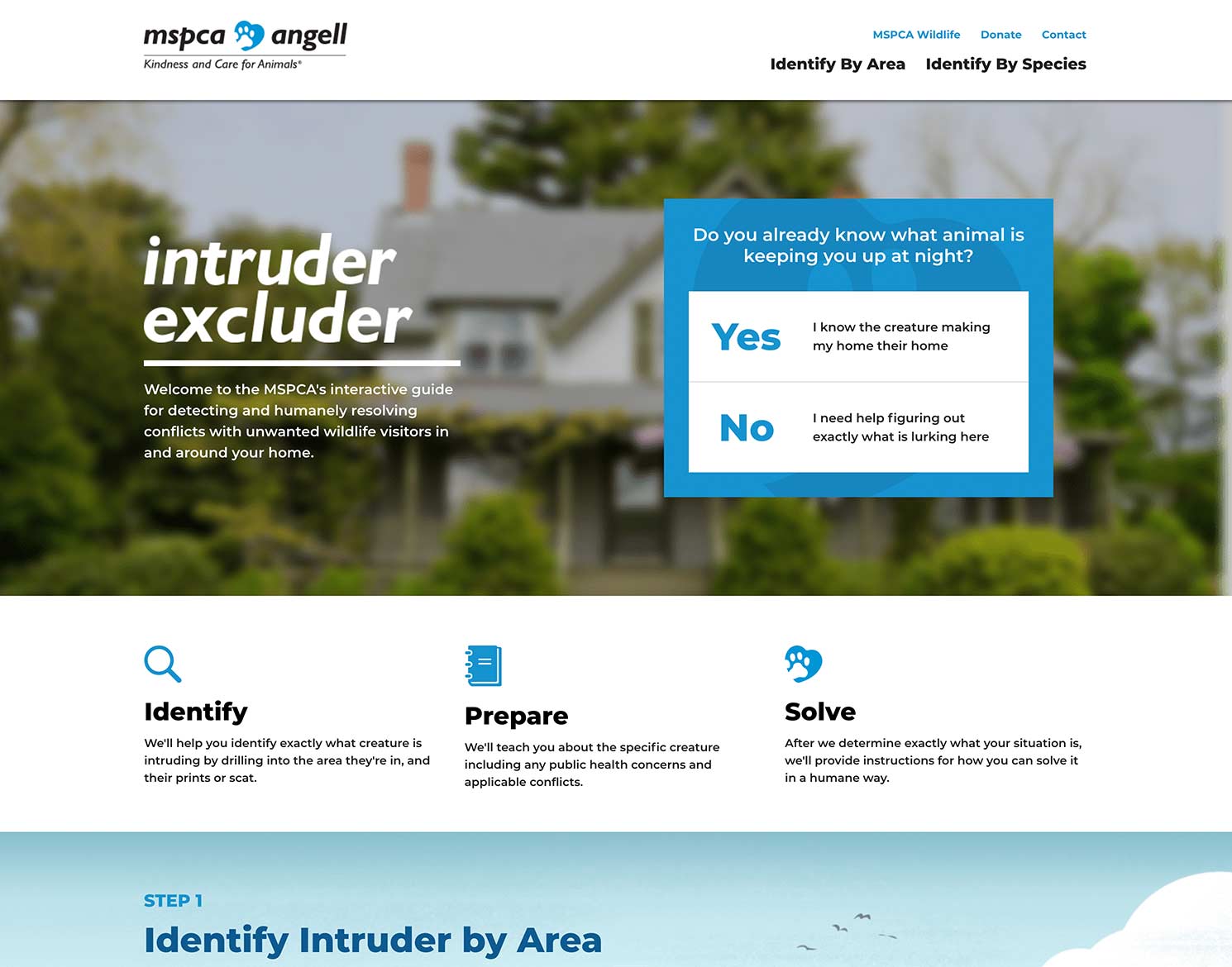 Intruder Exluder website homepage with information on types of home intruders