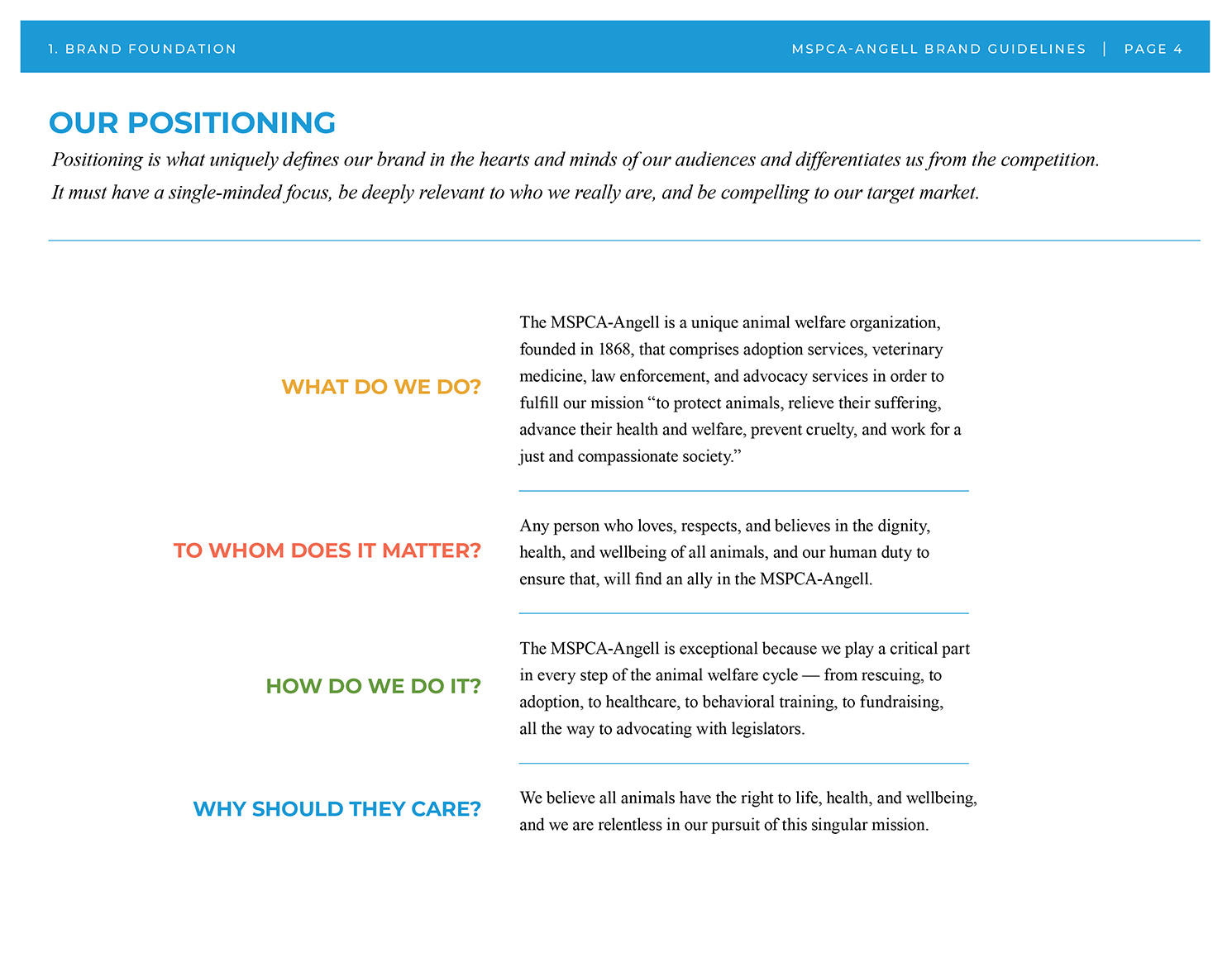 MSPCA-Angell brand guide positioning statement