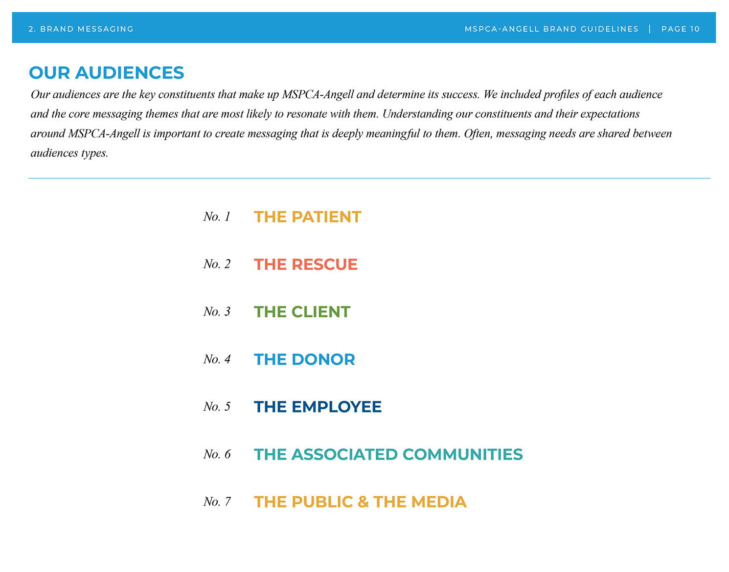 MSPCA-Angell brand guide audiences list