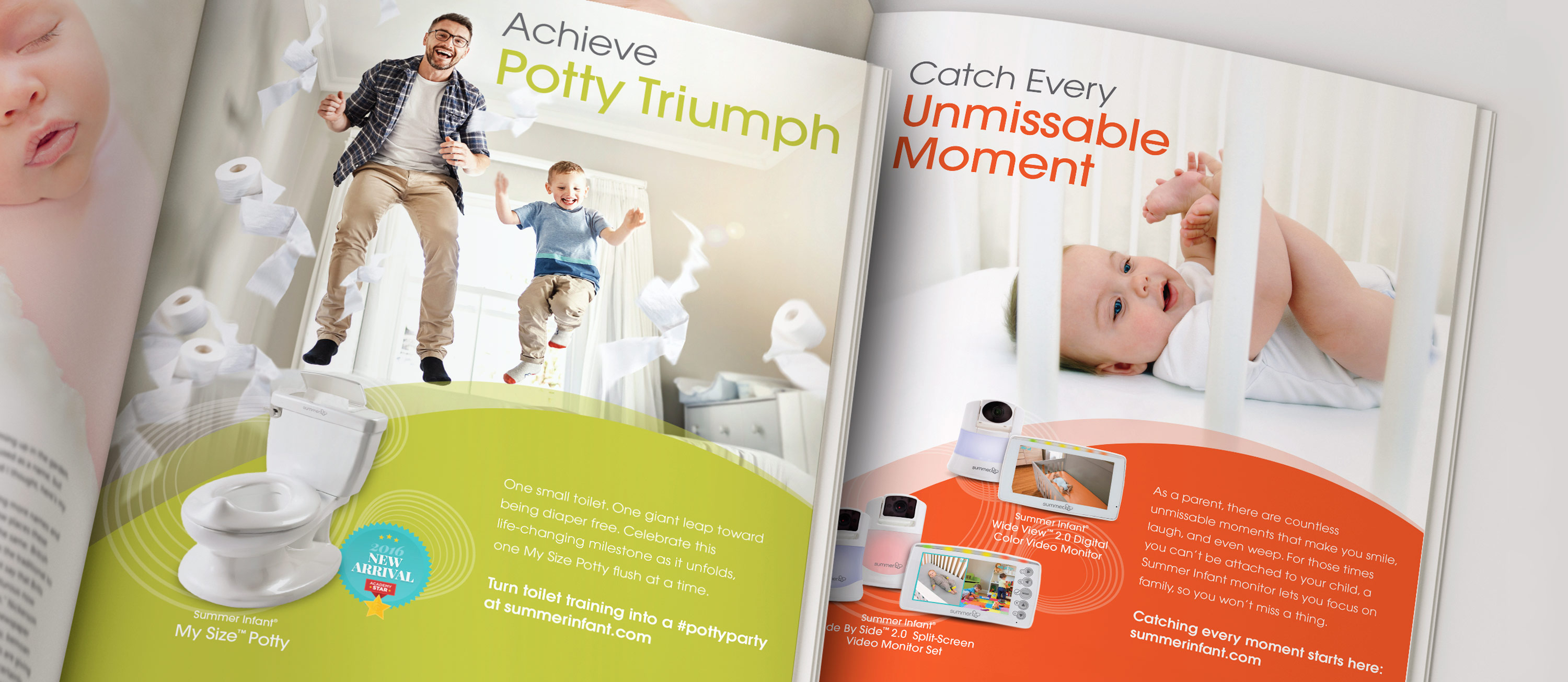 Sample print advertisements for Summer Infant