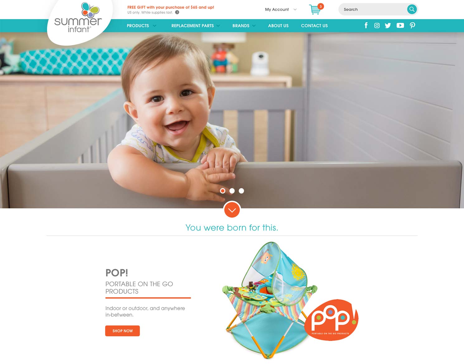 summer infant website design showing main homepage