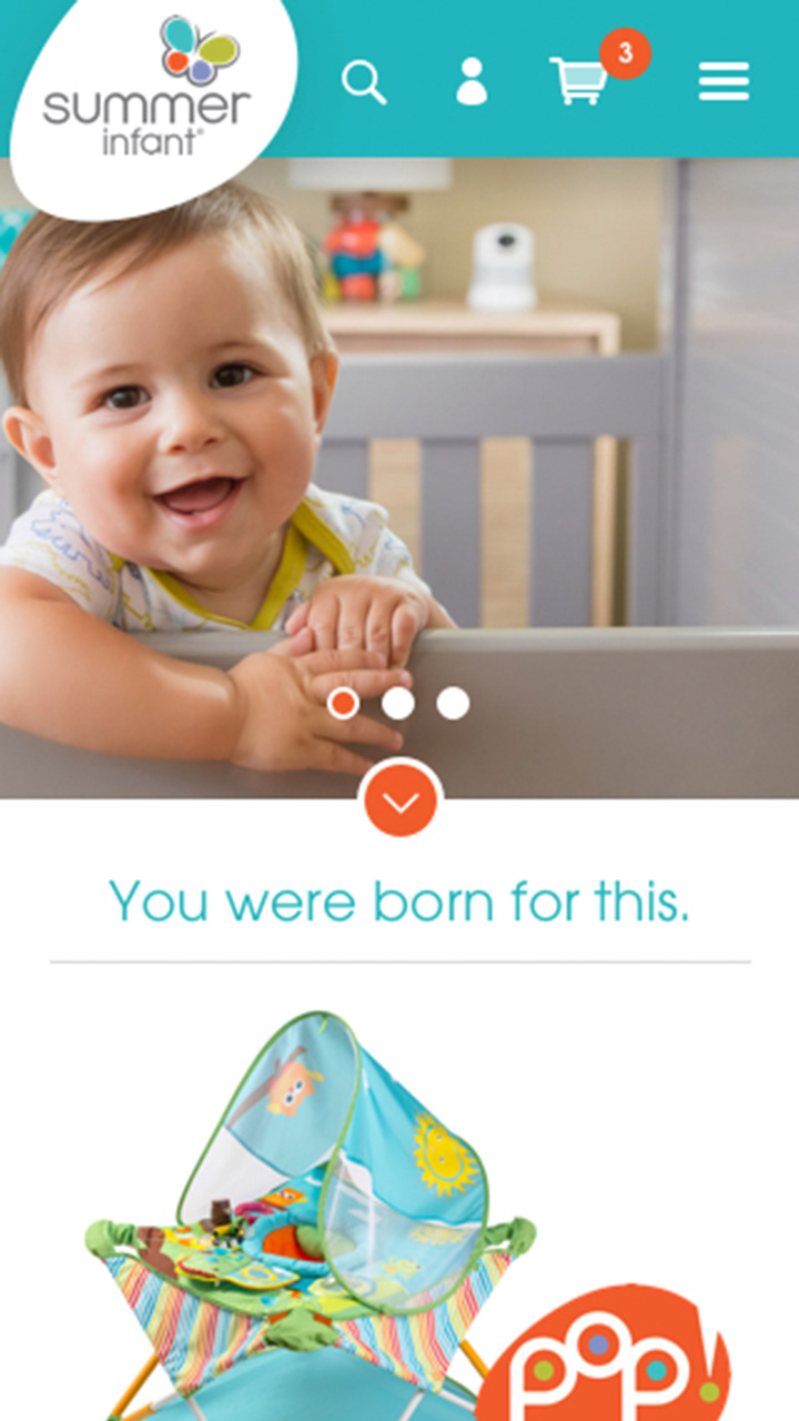 summer infant responsive mobile design showing main homepage