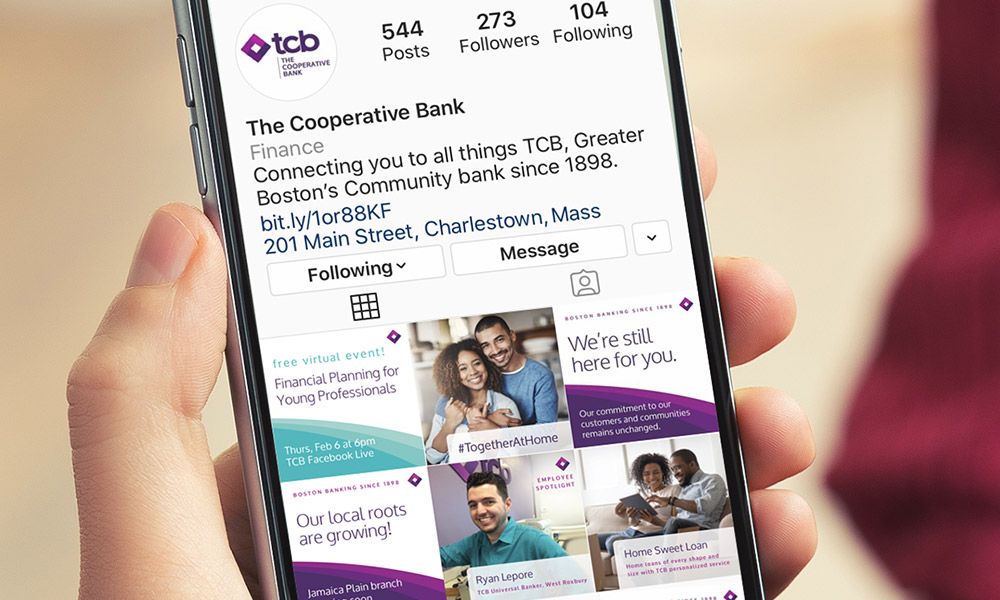 The Cooperative Bank social media page on mobile device