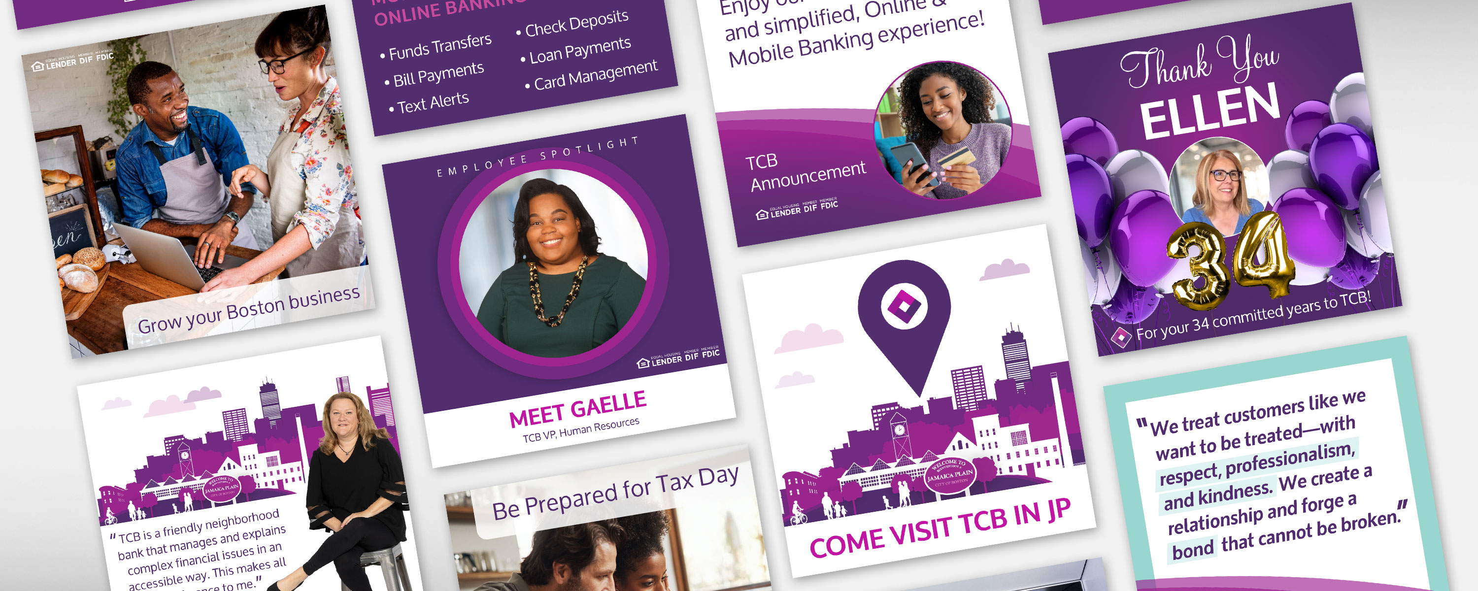 sample social media content and graphics for tcb