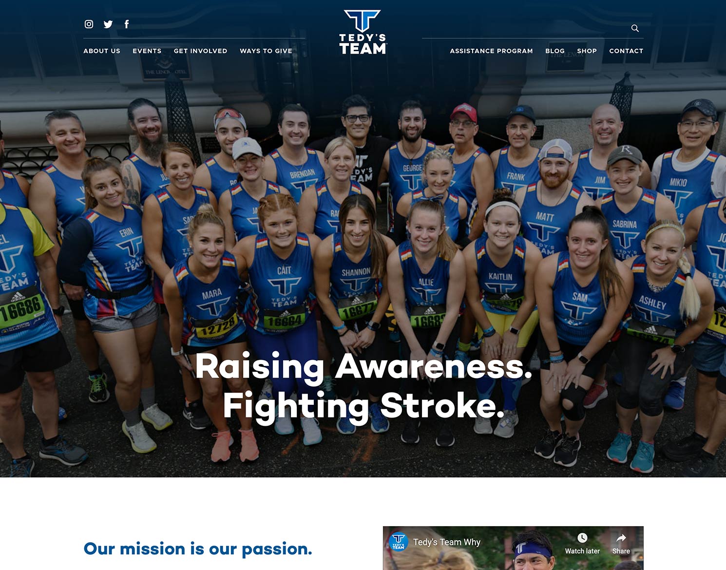 Tedy's Team website design homepage