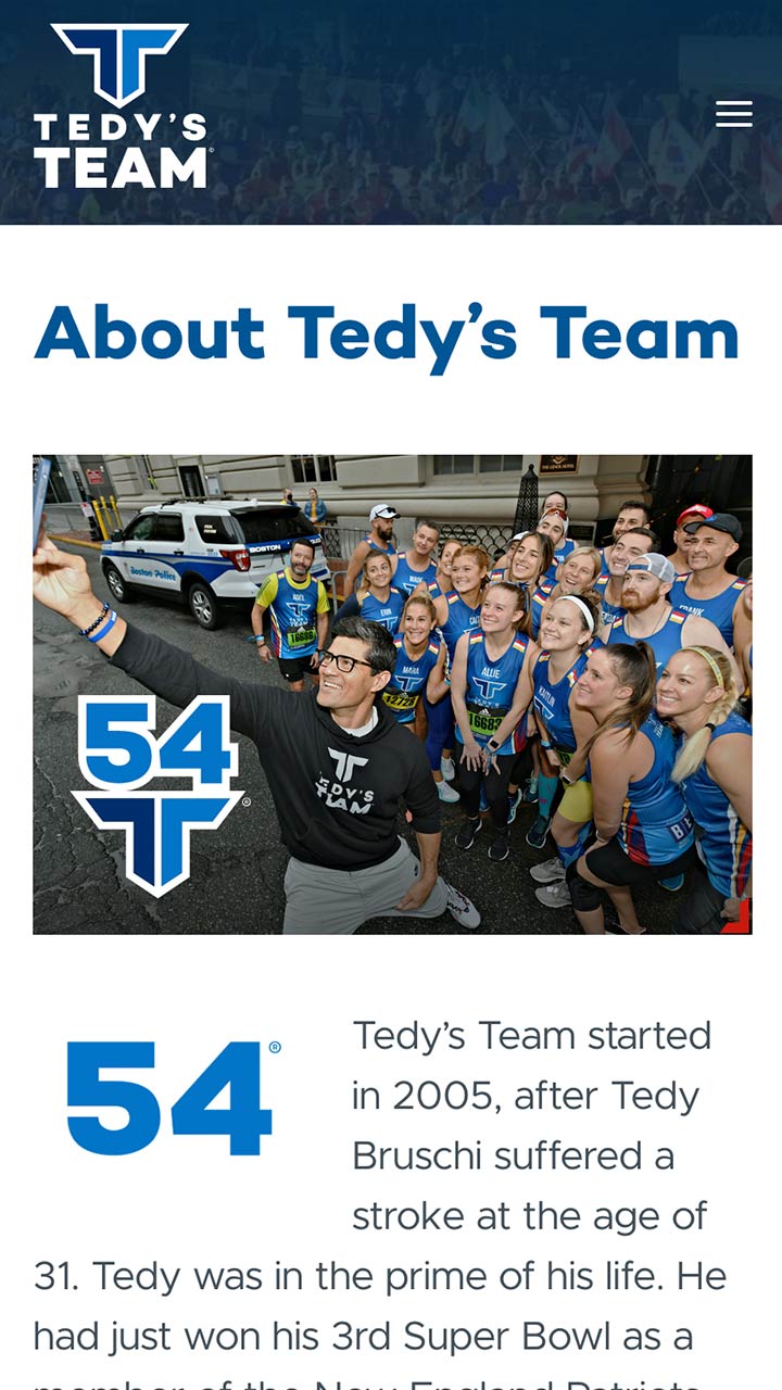 Tedy's Team mobile website screen 6