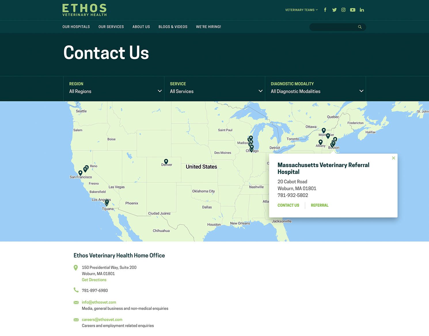 Ethos Main Website Desktop Contact Us