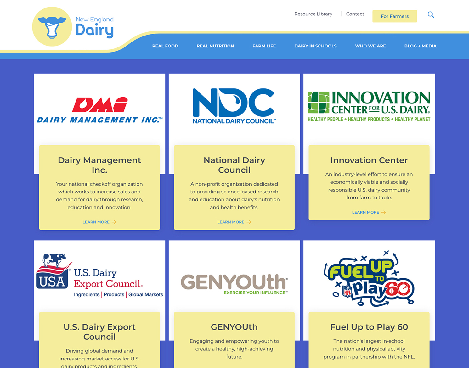 New England Dairy website design