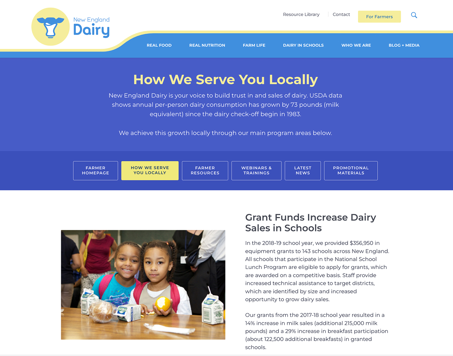New England Dairy website design