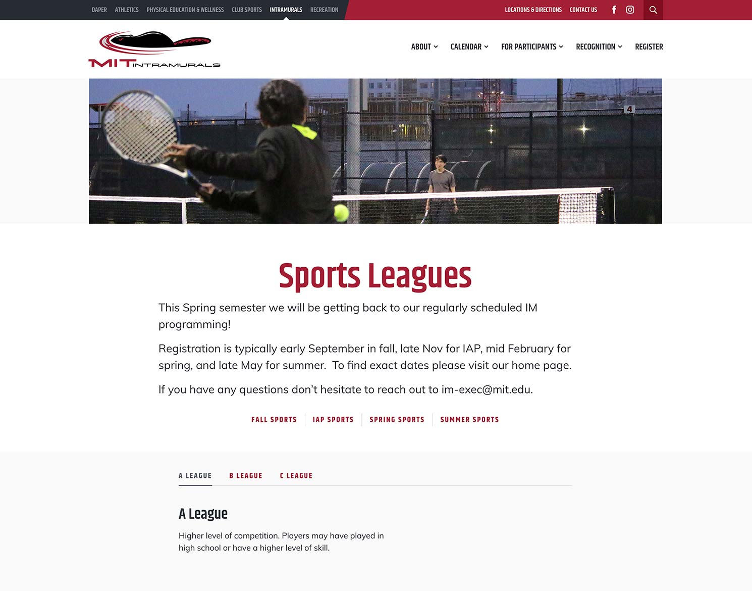 MIT DAPER sports leagues page