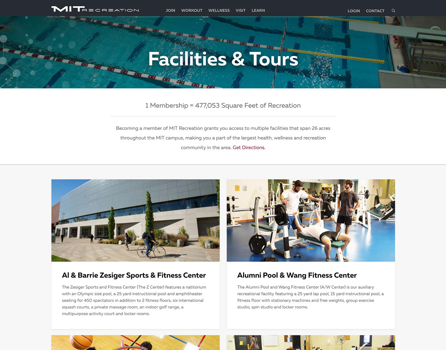MIT REC Facilities & Tours page