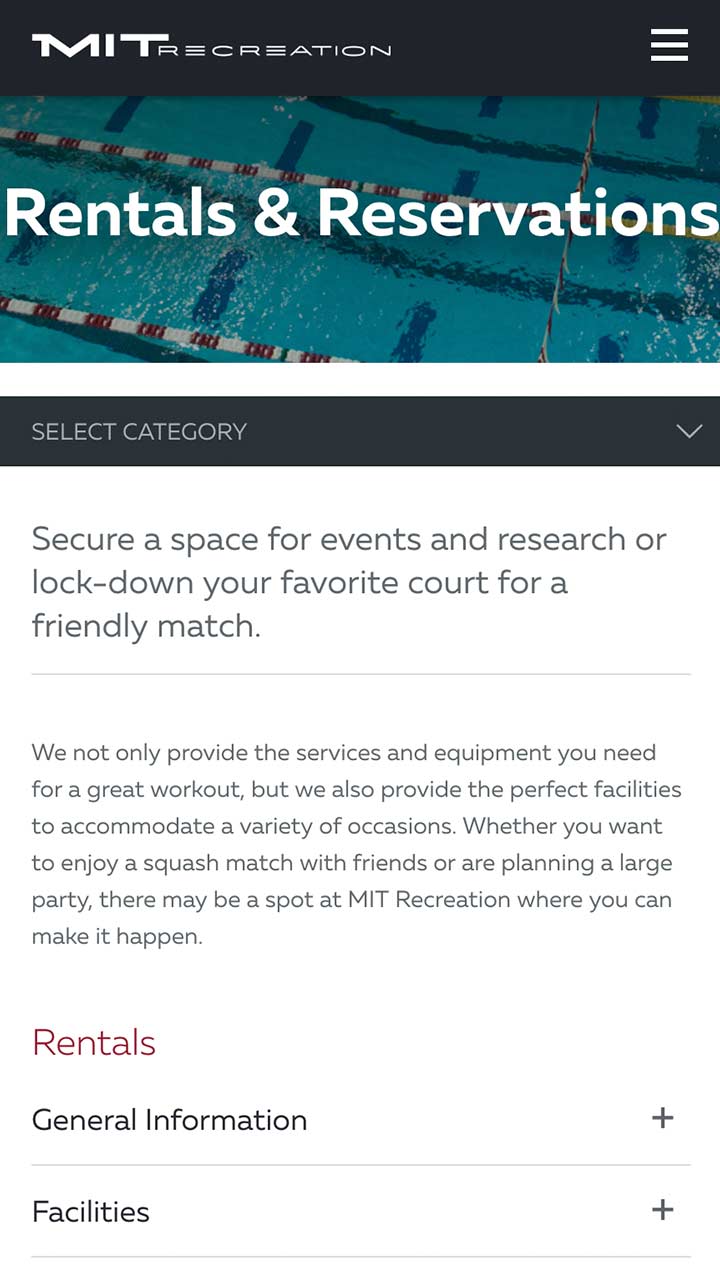 MIT REC mobile responsive website design