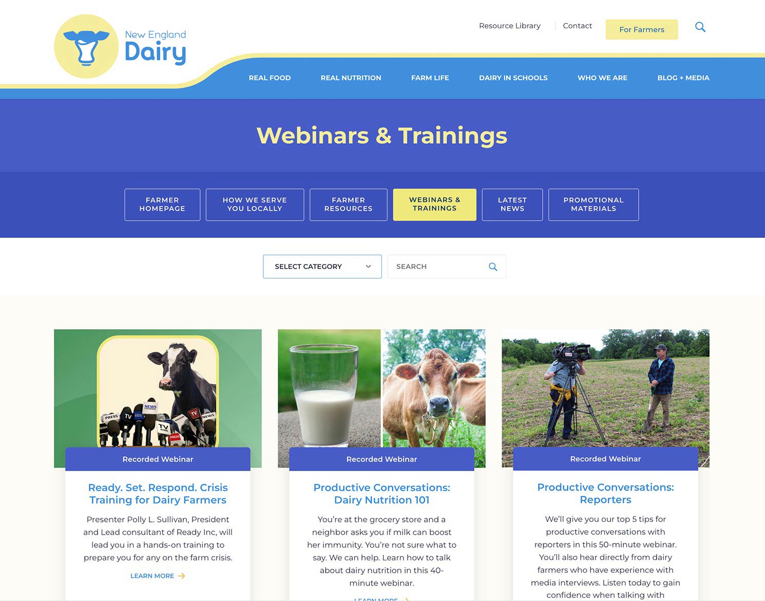 New England Dairy website design