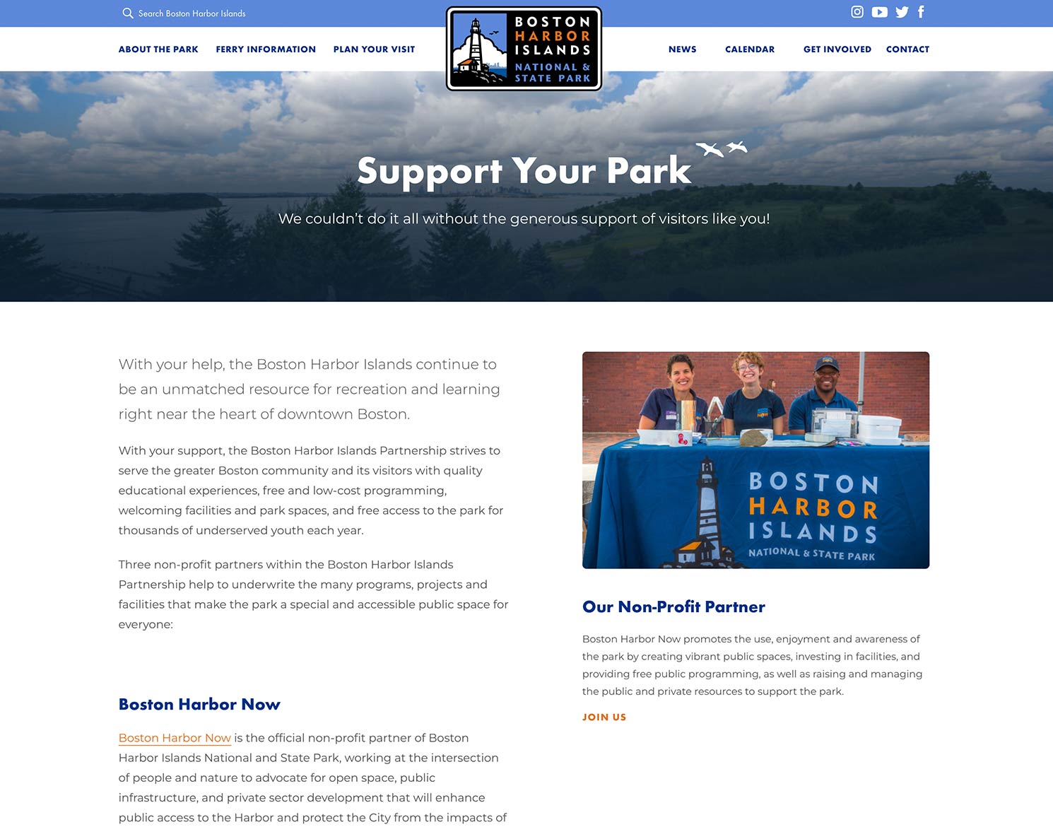 Boston Harbor Islands website design