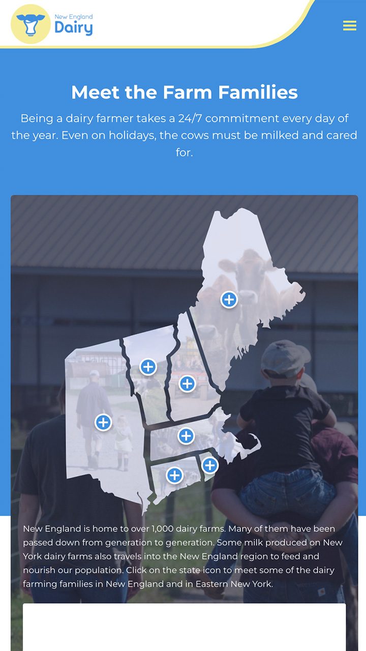 New England Dairy website design Farm Families