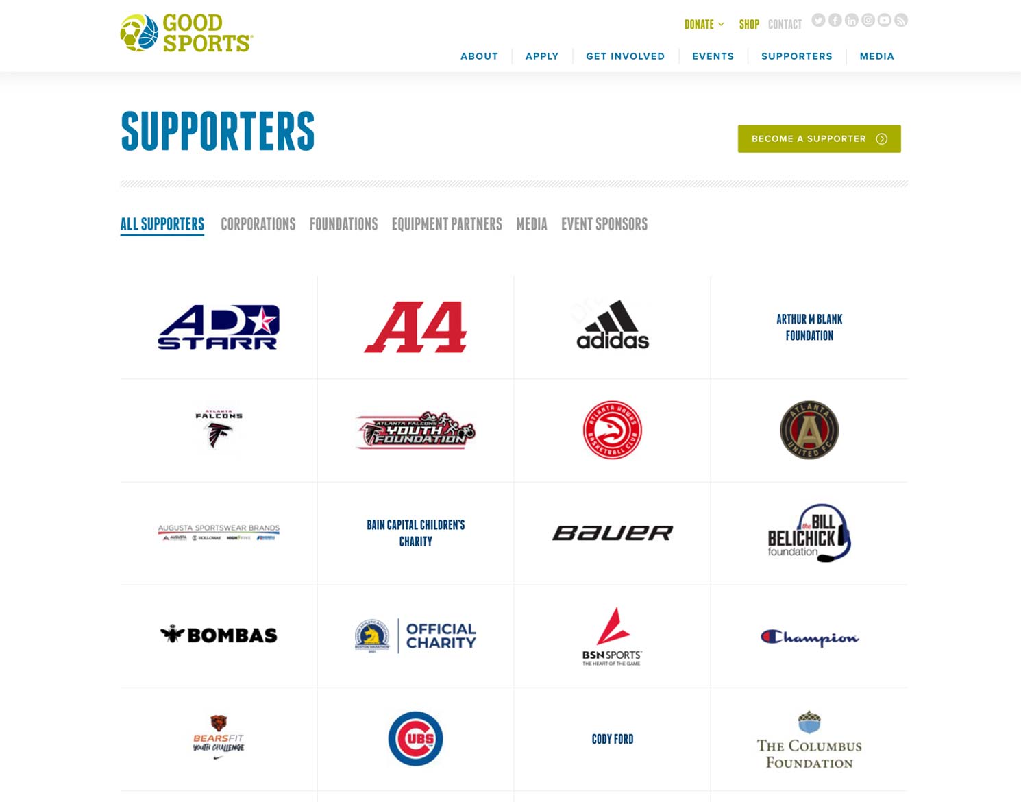 Good Sports website supporters page